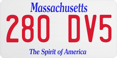 MA license plate 280DV5