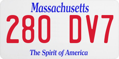 MA license plate 280DV7
