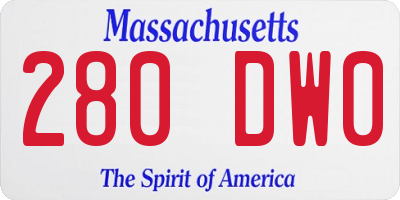 MA license plate 280DW0