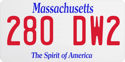 MA license plate 280DW2