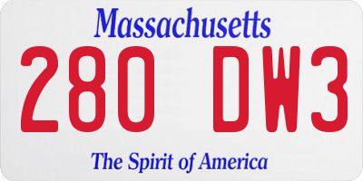 MA license plate 280DW3