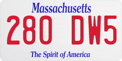 MA license plate 280DW5