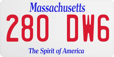 MA license plate 280DW6
