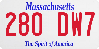 MA license plate 280DW7