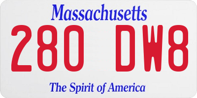 MA license plate 280DW8