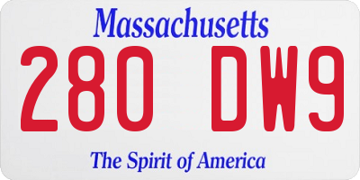 MA license plate 280DW9