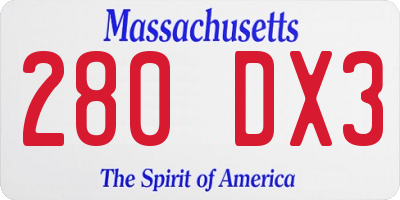 MA license plate 280DX3