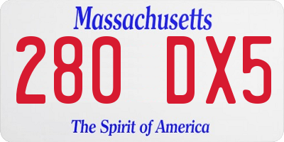 MA license plate 280DX5