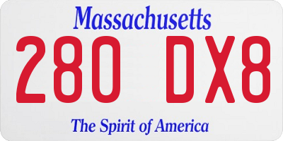 MA license plate 280DX8