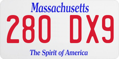 MA license plate 280DX9