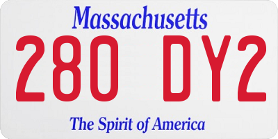 MA license plate 280DY2