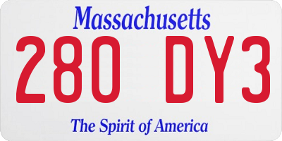 MA license plate 280DY3