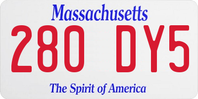 MA license plate 280DY5