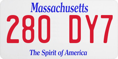 MA license plate 280DY7
