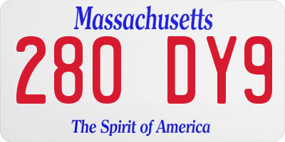 MA license plate 280DY9