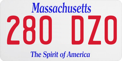 MA license plate 280DZ0