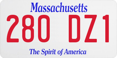 MA license plate 280DZ1
