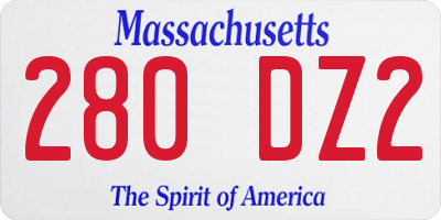 MA license plate 280DZ2