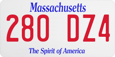 MA license plate 280DZ4