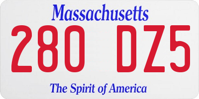 MA license plate 280DZ5
