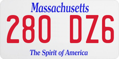MA license plate 280DZ6