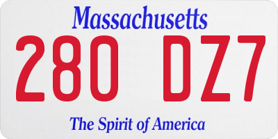 MA license plate 280DZ7