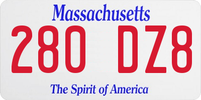 MA license plate 280DZ8