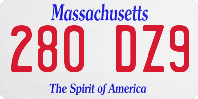 MA license plate 280DZ9