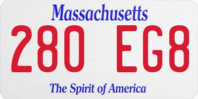 MA license plate 280EG8