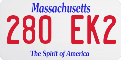 MA license plate 280EK2