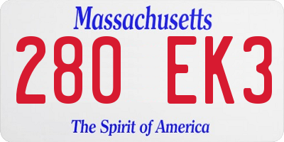 MA license plate 280EK3