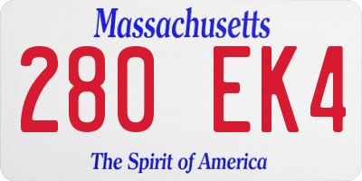 MA license plate 280EK4