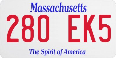 MA license plate 280EK5