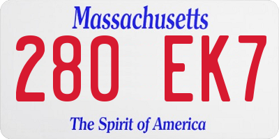MA license plate 280EK7