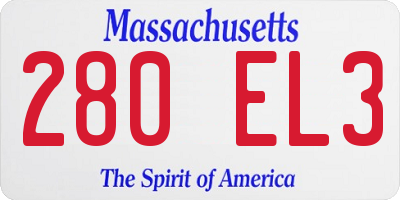 MA license plate 280EL3