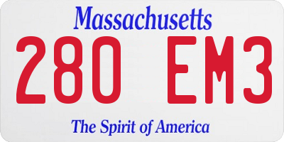 MA license plate 280EM3