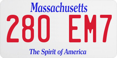 MA license plate 280EM7