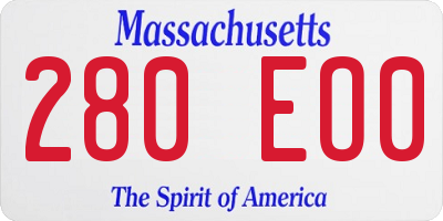 MA license plate 280EO0
