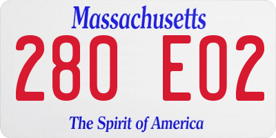 MA license plate 280EO2