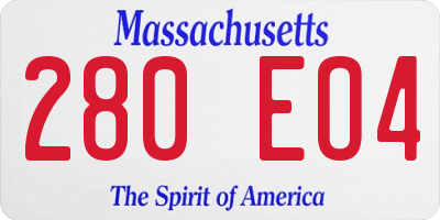 MA license plate 280EO4