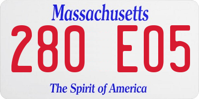 MA license plate 280EO5