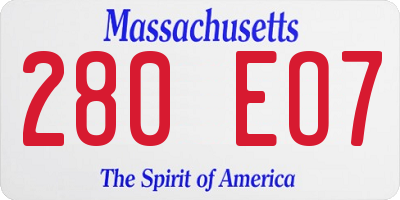 MA license plate 280EO7