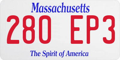MA license plate 280EP3