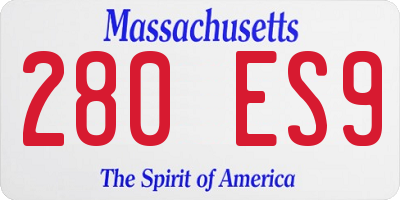 MA license plate 280ES9