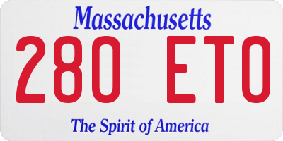 MA license plate 280ET0