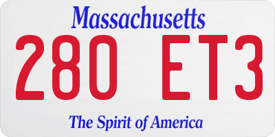 MA license plate 280ET3