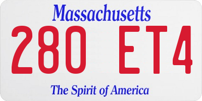 MA license plate 280ET4