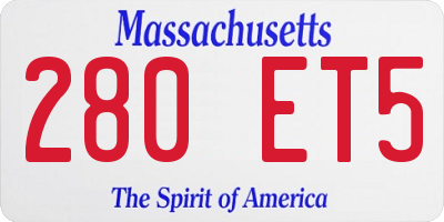 MA license plate 280ET5