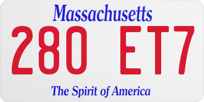 MA license plate 280ET7
