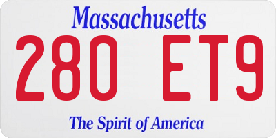 MA license plate 280ET9